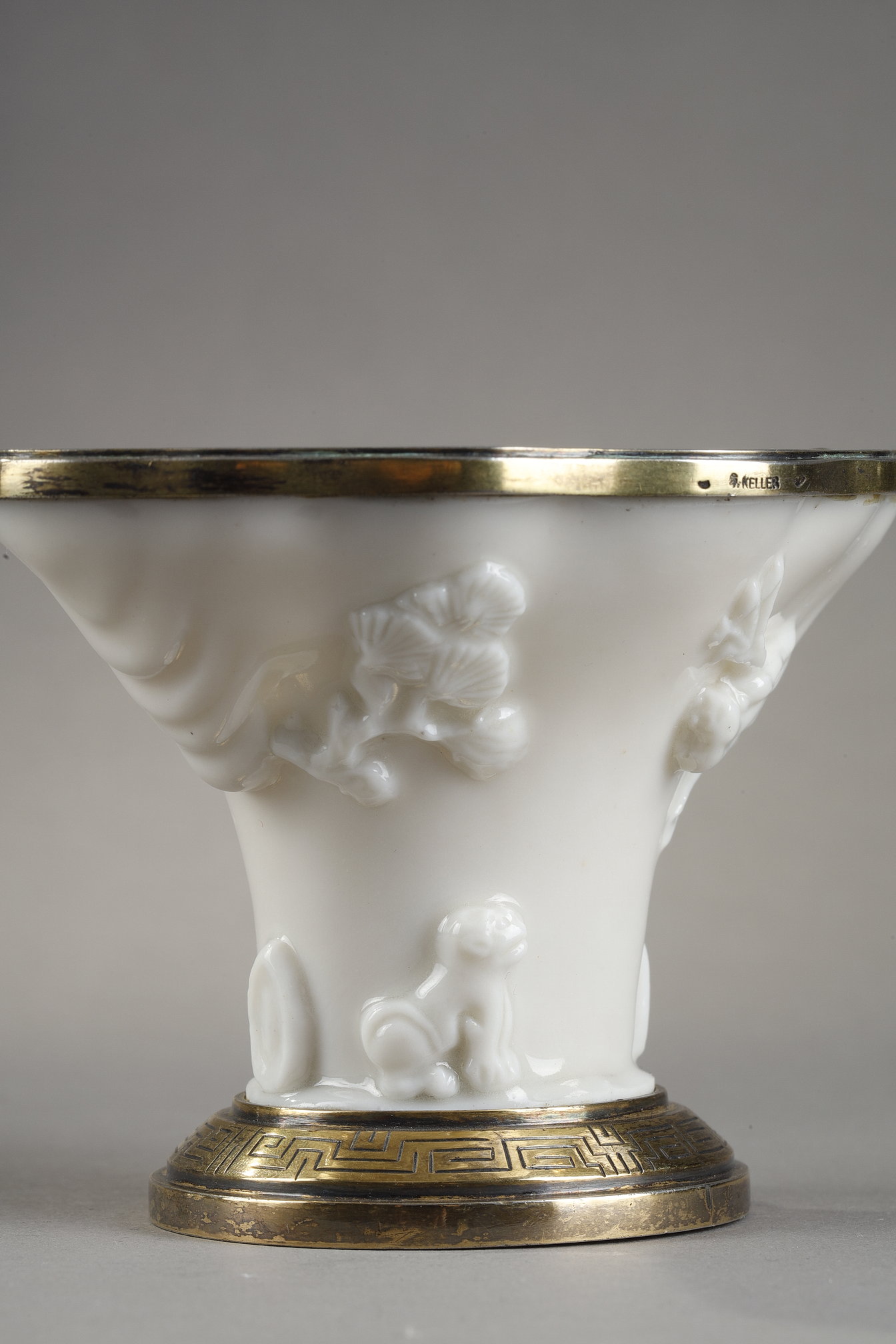 Works of Art : libatory porcelain cup Blanc de Chine porcelain - Dehua kilns Fujian province - Kangxi period 1662/1722
Vermeil mount  by Gustave Keller segond part 19th century 