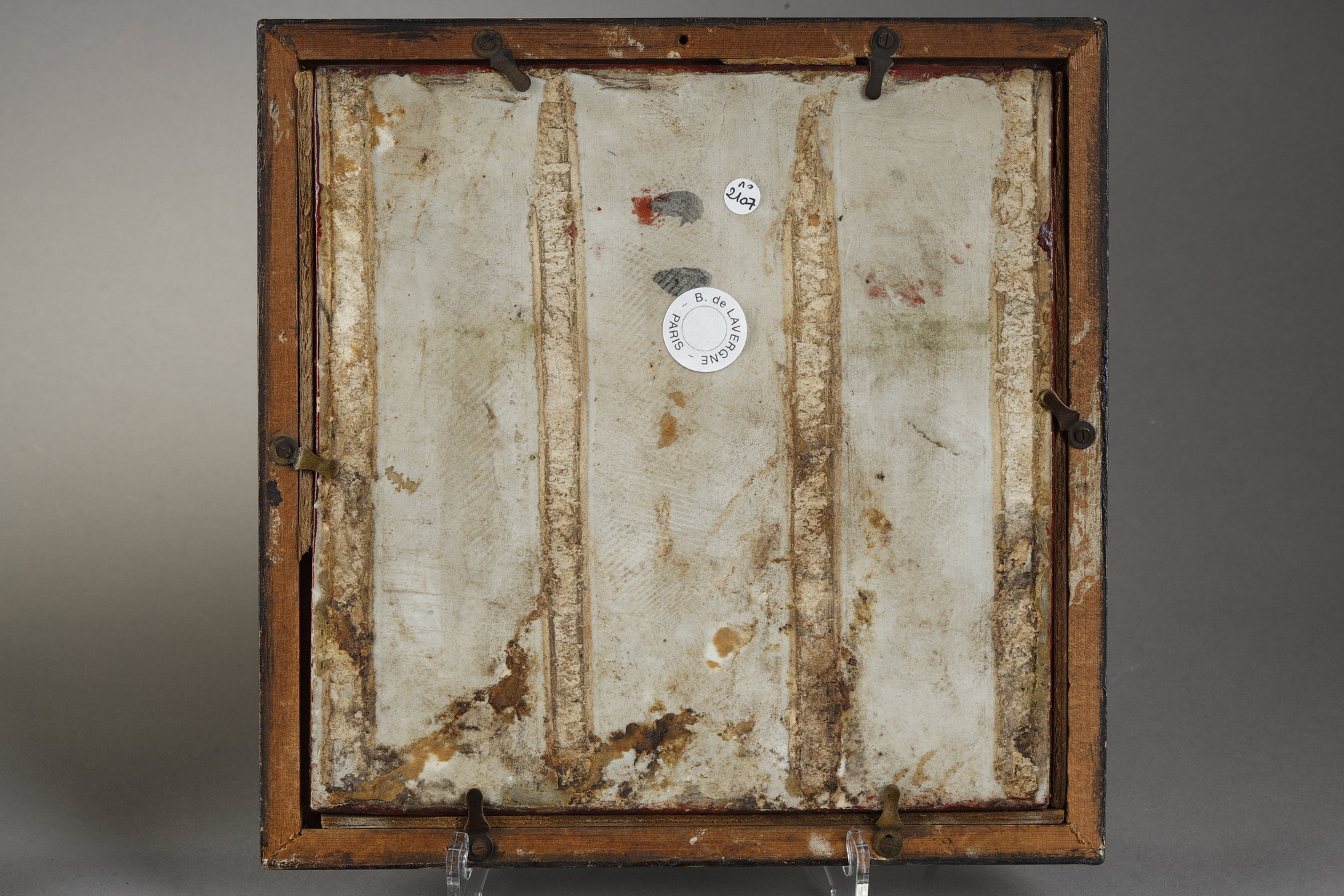 Polychrome : Pair of porcelain quadrangular plaques of the "Famille Verte"  has decorated characters in a landscape - 19th century