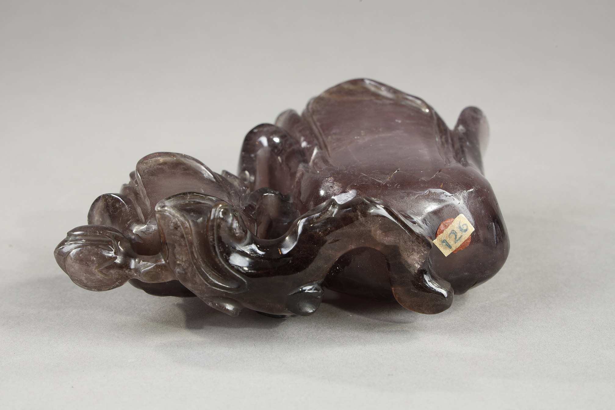 Works of Art : Amethyst group forming double vase depicting two magnolia flowers and branches China
 19em century