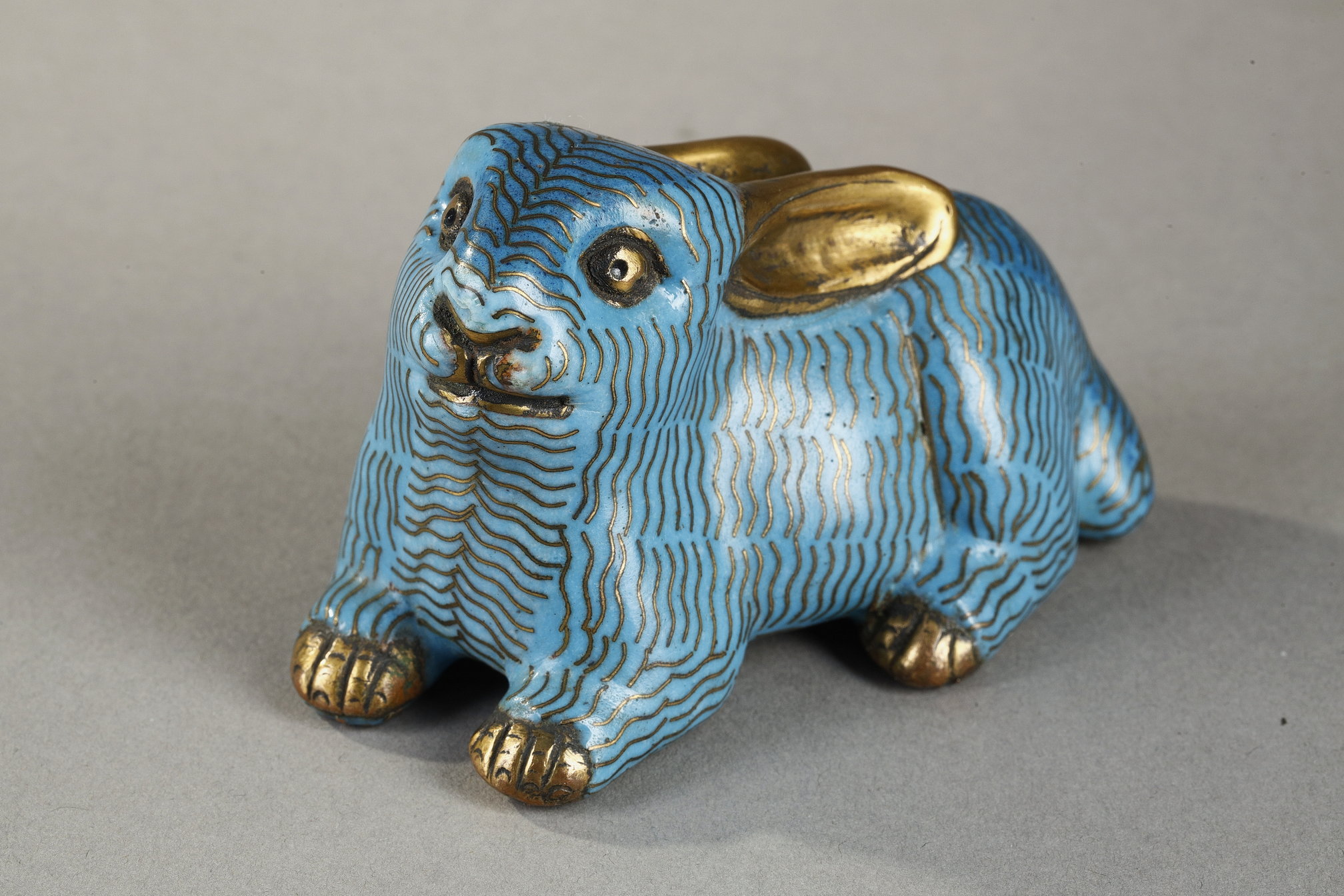 Works of Art : Pair of rabbits in cloisonné enamels - China 1800/1830
