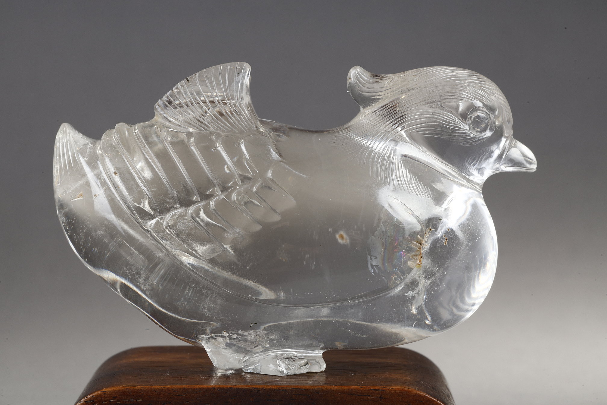 Objets d'art : LE PRINTEMPS ASIATIQUE PARIS du 3 au 12 JUIN 2026   Deux canards mandarins faisant paire en cristal de roche - Chine 19em siècle