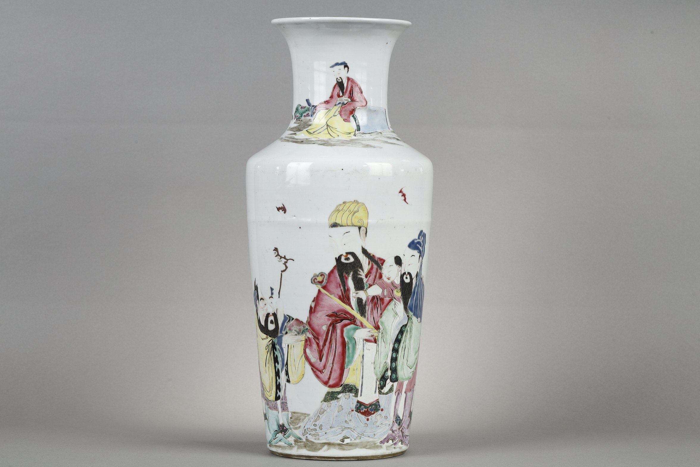 Polychrome : glazed porcelain vase in polychrome famille rose 
decorated with three star gods -
China period Yongzheng 1723/1735
H 41cm