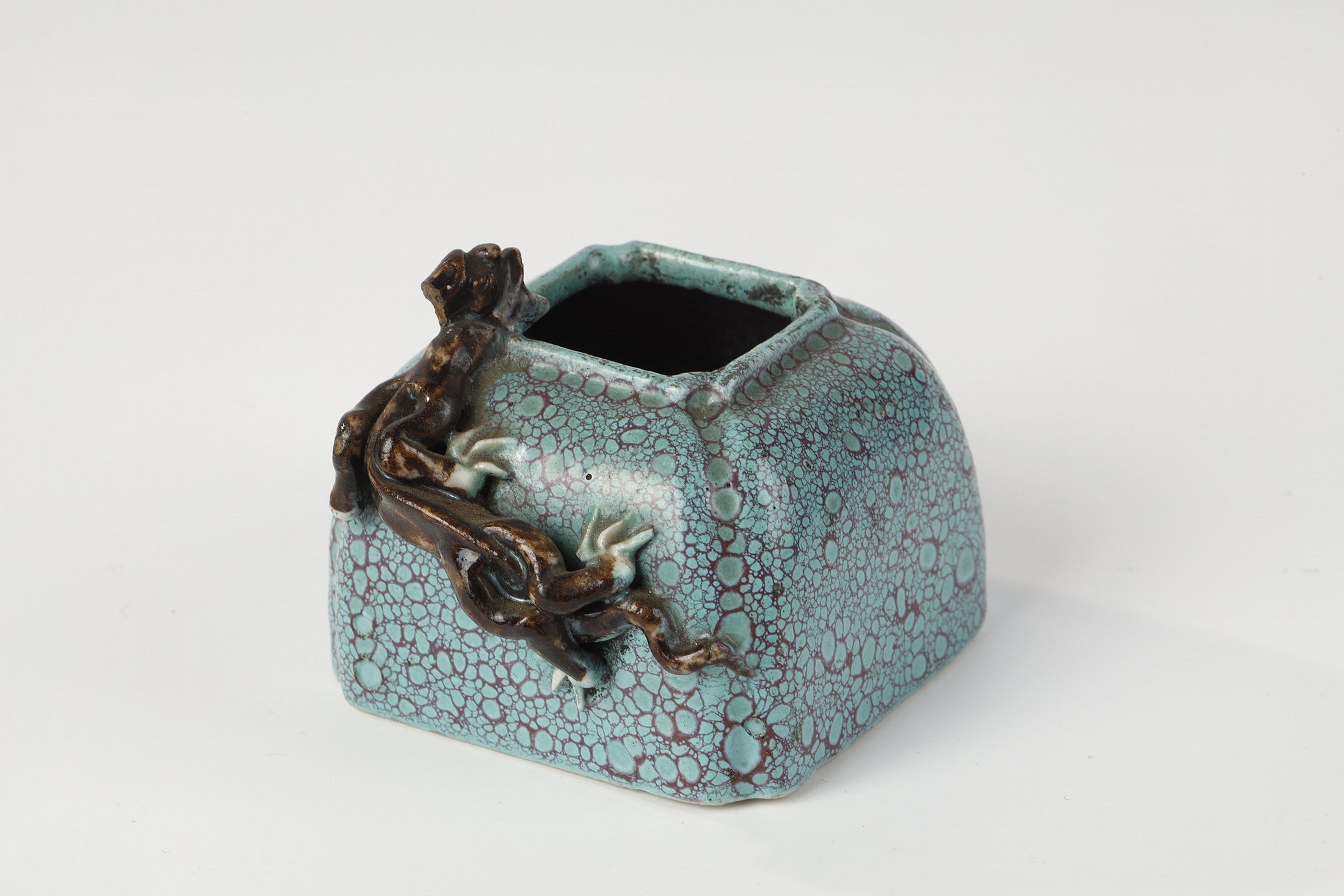 Polychrome : Three pieces for  scolars in porcelain robin egg - China 19th century