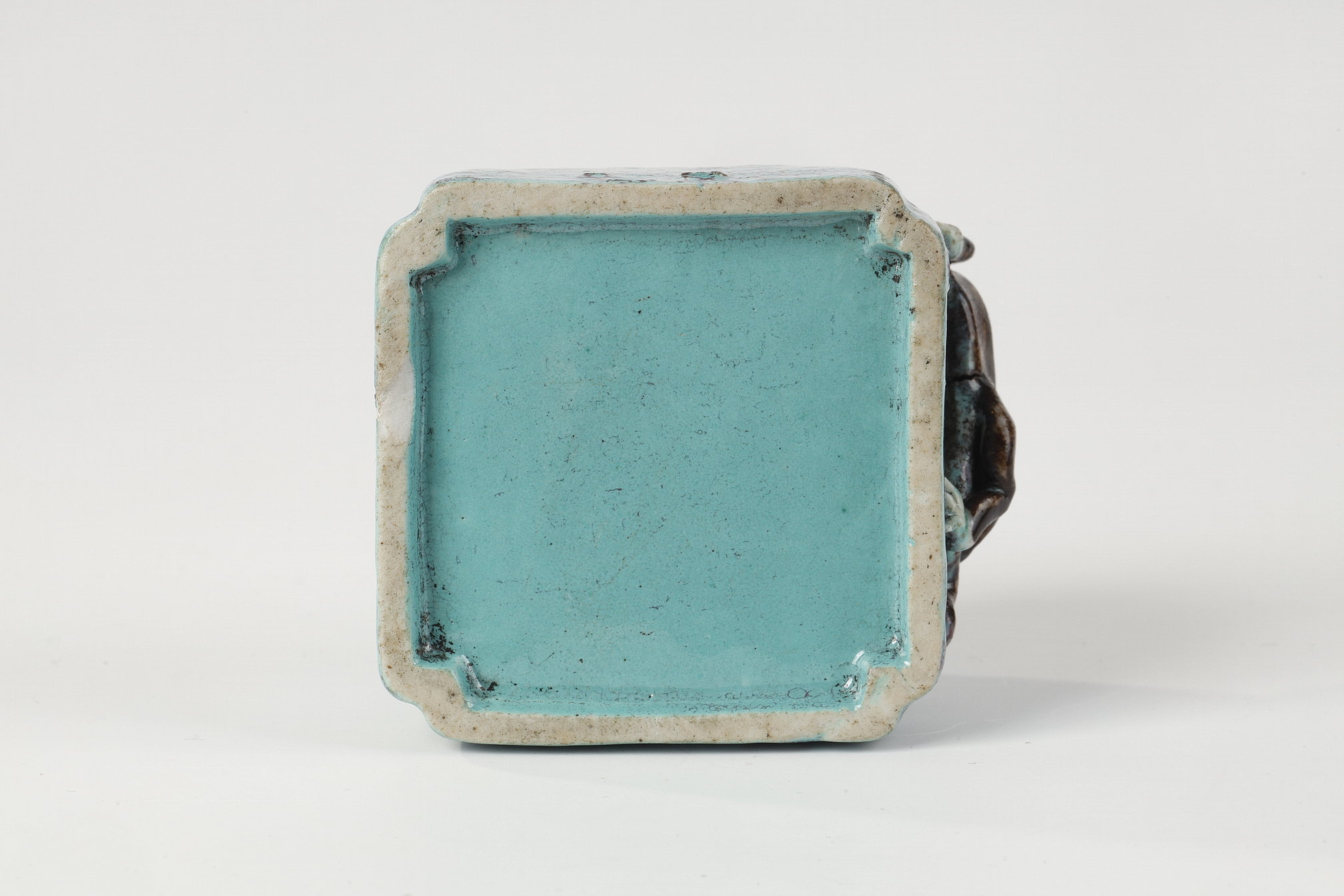 Polychrome : Three pieces for  scolars in porcelain robin egg - China 19th century