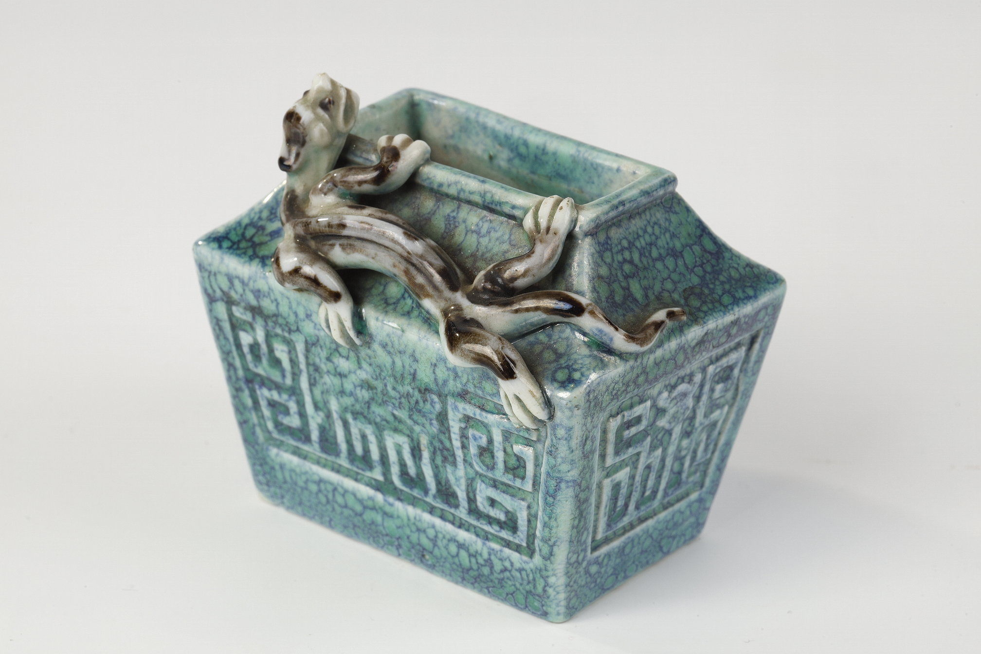 Polychrome : Three pieces for  scolars in porcelain robin egg - China 19th century