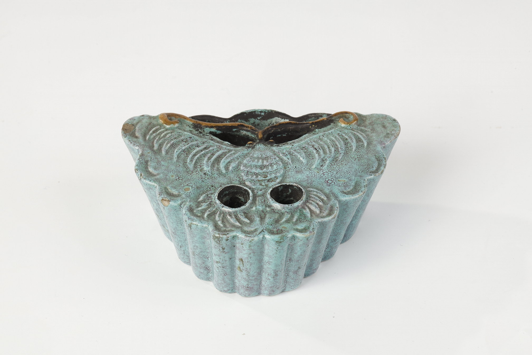 Polychrome : Three pieces for  scolars in porcelain robin egg - China 19th century