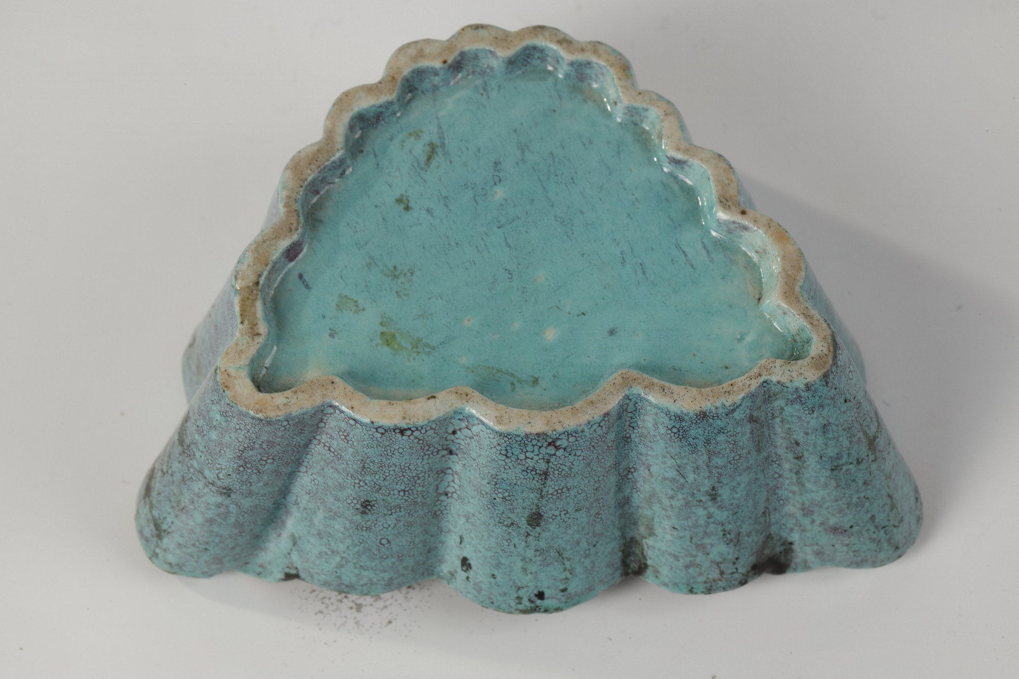 Polychrome : Three pieces for  scolars in porcelain robin egg - China 19th century