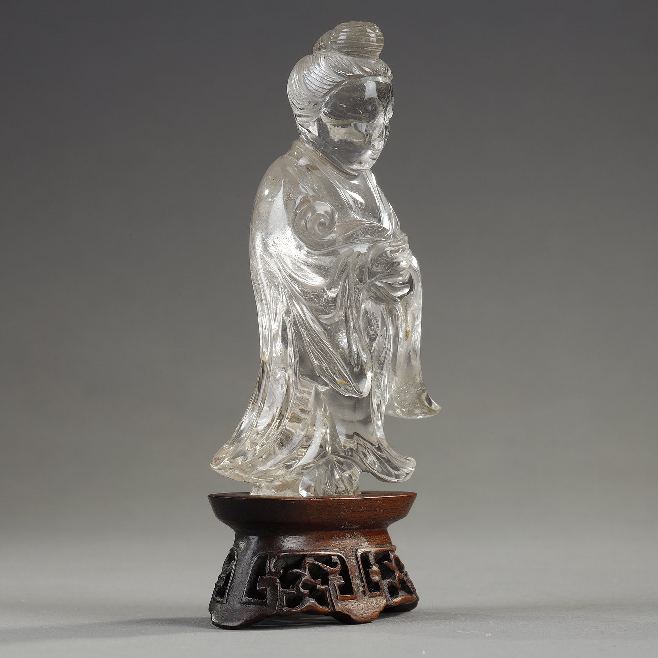 Works of Art : Rock crystal guanyin holding a ruyi septre  - China 19th century