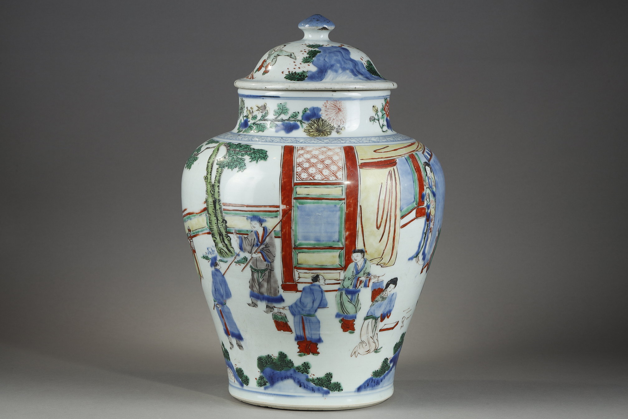 Polychrome : Vase in porcelain "Wucai"  - Shunzi period 1644/1661