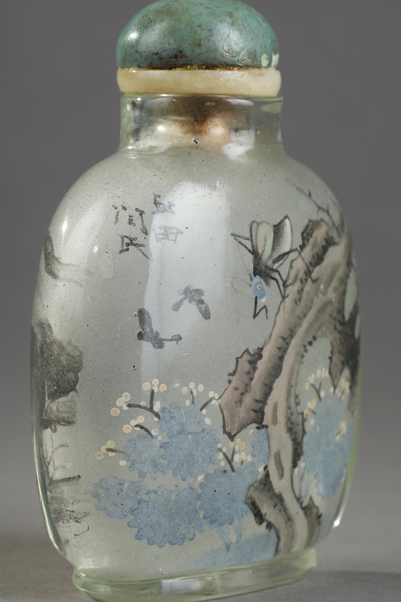 Snuff Bottles : snuff bottle glass inside painted   - Yan Yutian  1895 - 
Its the Zhou Leyuan school  -
