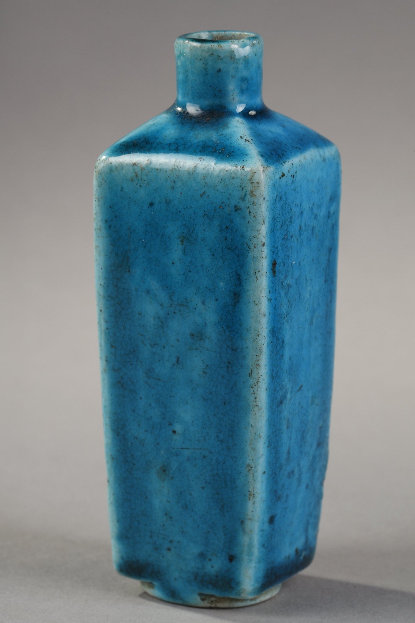 Blue White : two small vases in turquoise blue  biscuit. China epoque Kangxi 1662/1722