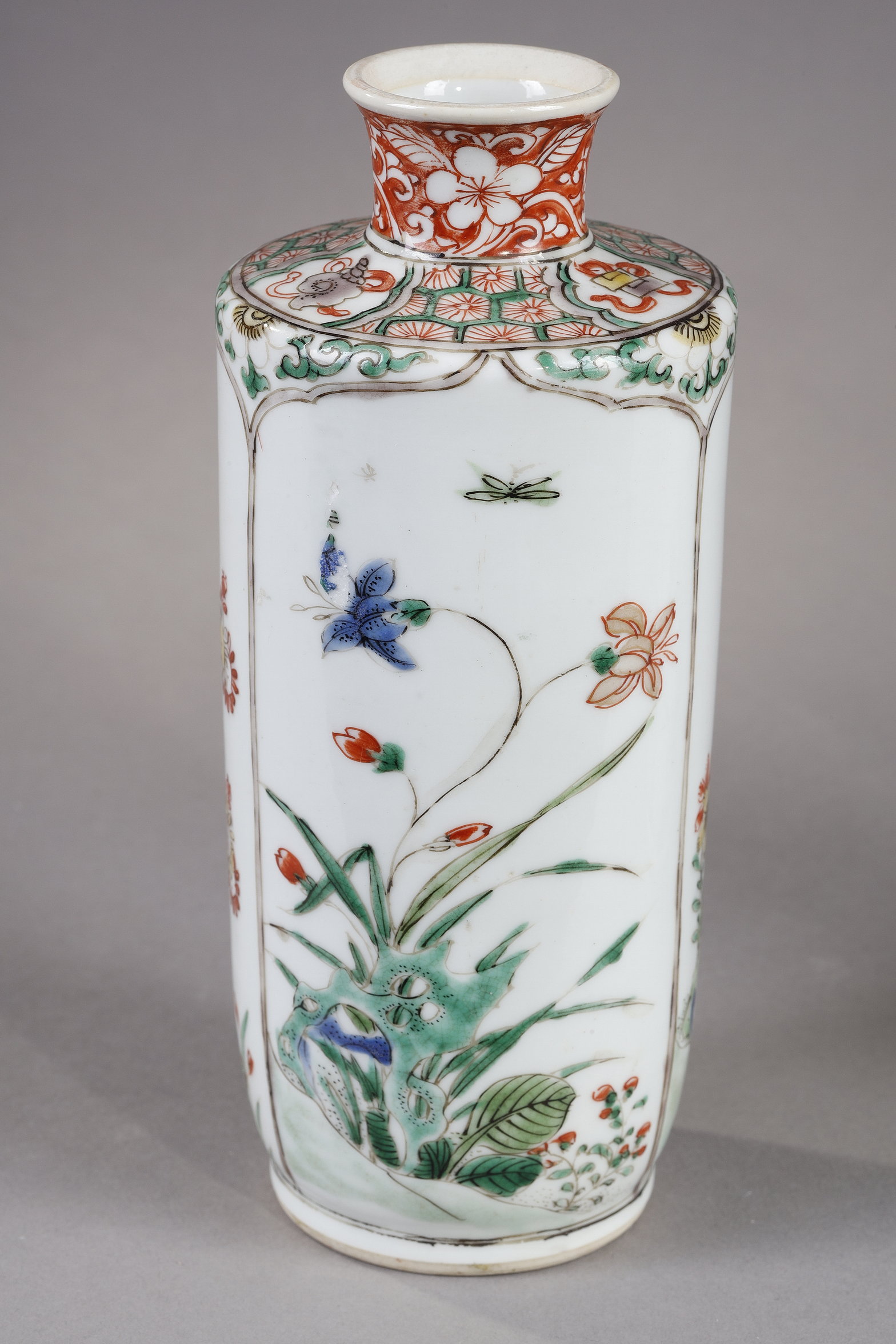 Polychrome : pair of vases "famille verte porcelain -   Kangxi period 1662/1722 -  
