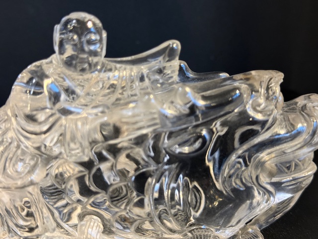 Works of Art : Mythical fish in rock crystal with a child on its back - China late 19th century