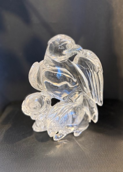 Works of Art : Rock crystal sculpture depicting a raptor flying with a rabbit China around 1900
