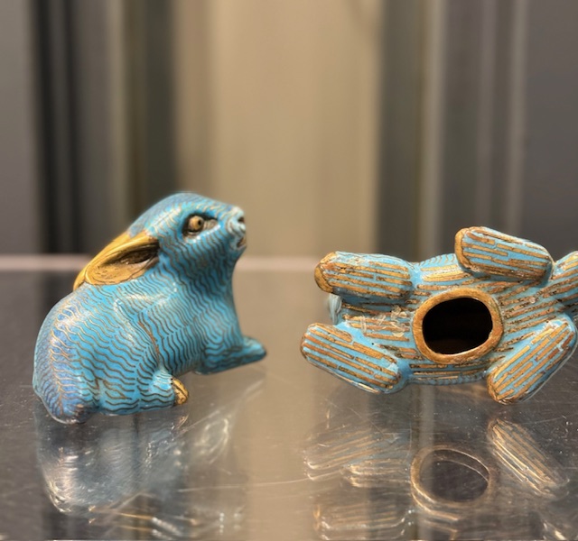 Works of Art : Pair of rabbits in cloisonné enamels - China 1800/1830