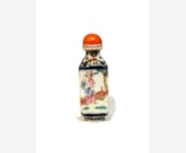 Snuff Bottles : Porcelain quadrangular snuff bottle with a child on each side - China mark and period Qianlong around 1790